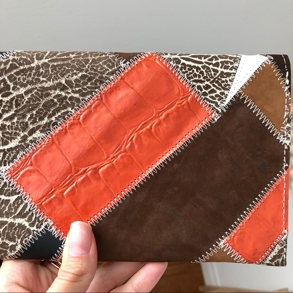 NWOT!! Patchwork Leather Envelope Clutch - Picture 6 of 6